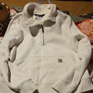 Carhartt Men’s Cream Zip-Up Fleece Pullover